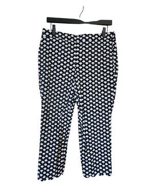 Talbots Chatham Scalloped Hem women’s crop pants black white 8